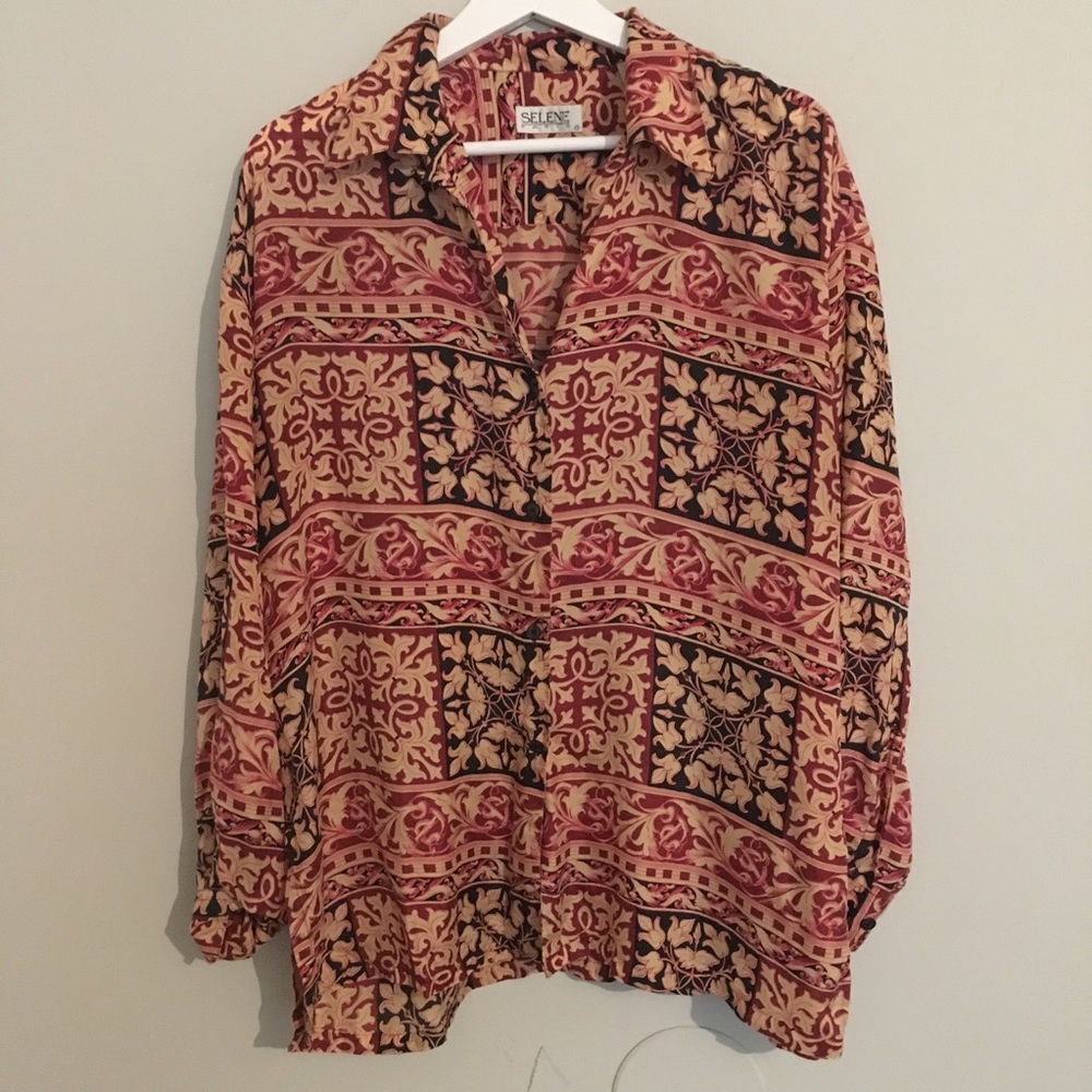 100% Silk Selene Paris Button Down Shirt